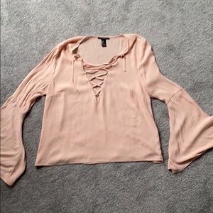 Light pink front tie up top